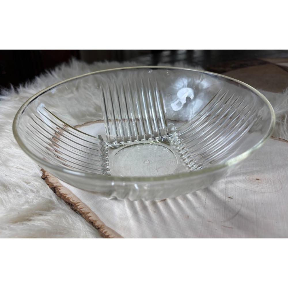 Vintage Federal Glass 8in Clear Pressed Glass Serving Bowl Mid Century USA‎